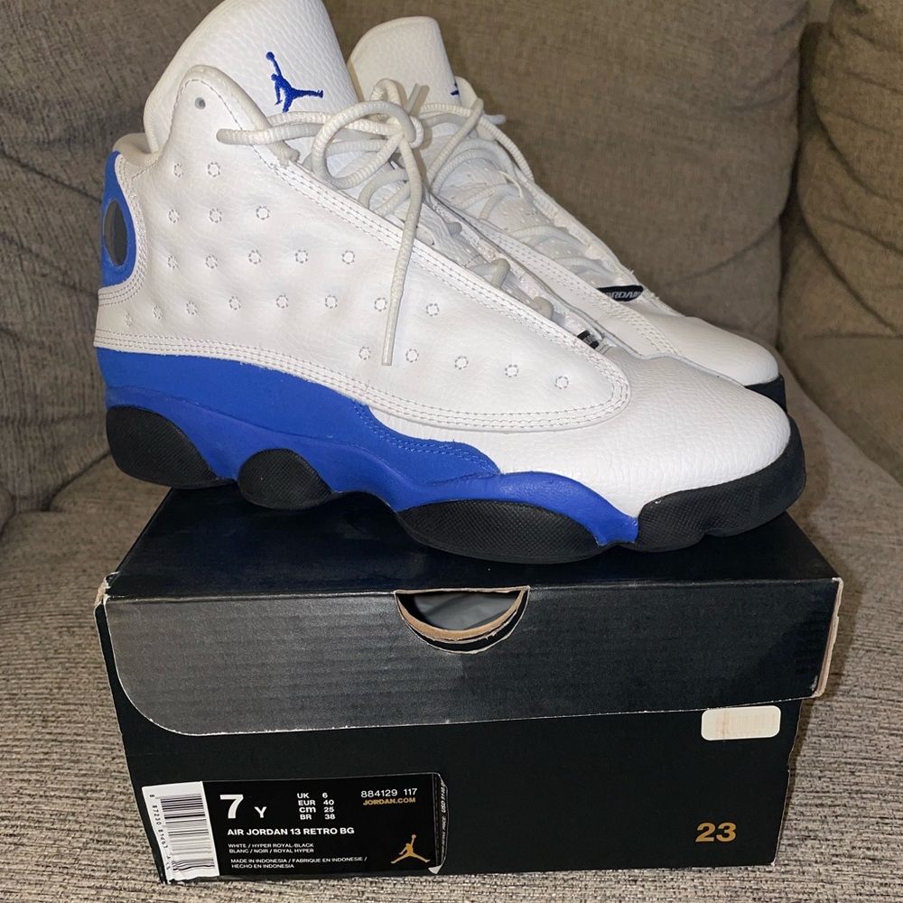 Air Jordan 13 retro white hyper royal black 7Y - Picture 2 of 7